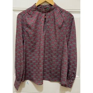 United Colors of Benetton Floral Print Mock Neck Blouse Top S